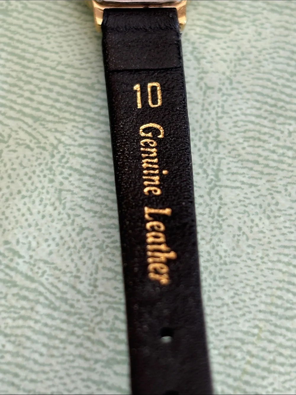 Seiko Gold-Tone Octagonal Case with Black Leather Strap